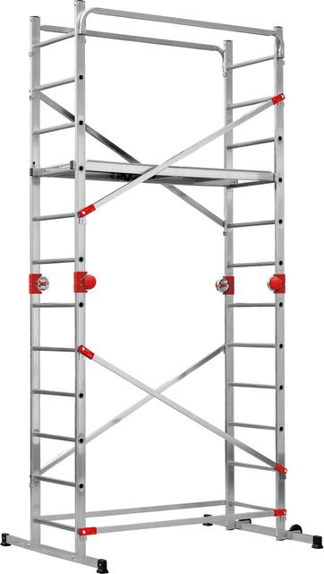 Hailo G60 Aluminium-Multifunktionsgerüst in Silber und Rot, B/T/H: 324 x 170 x 120 cm - Bild 1
