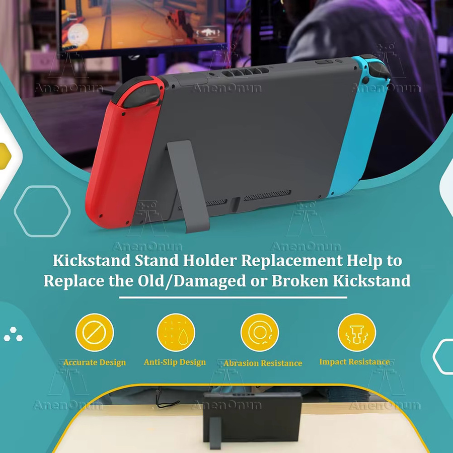 AnenOnun Faltbarer Rückenständer für Nintendo Switch in Schwarz aus langlebigem ABS - Bild 5