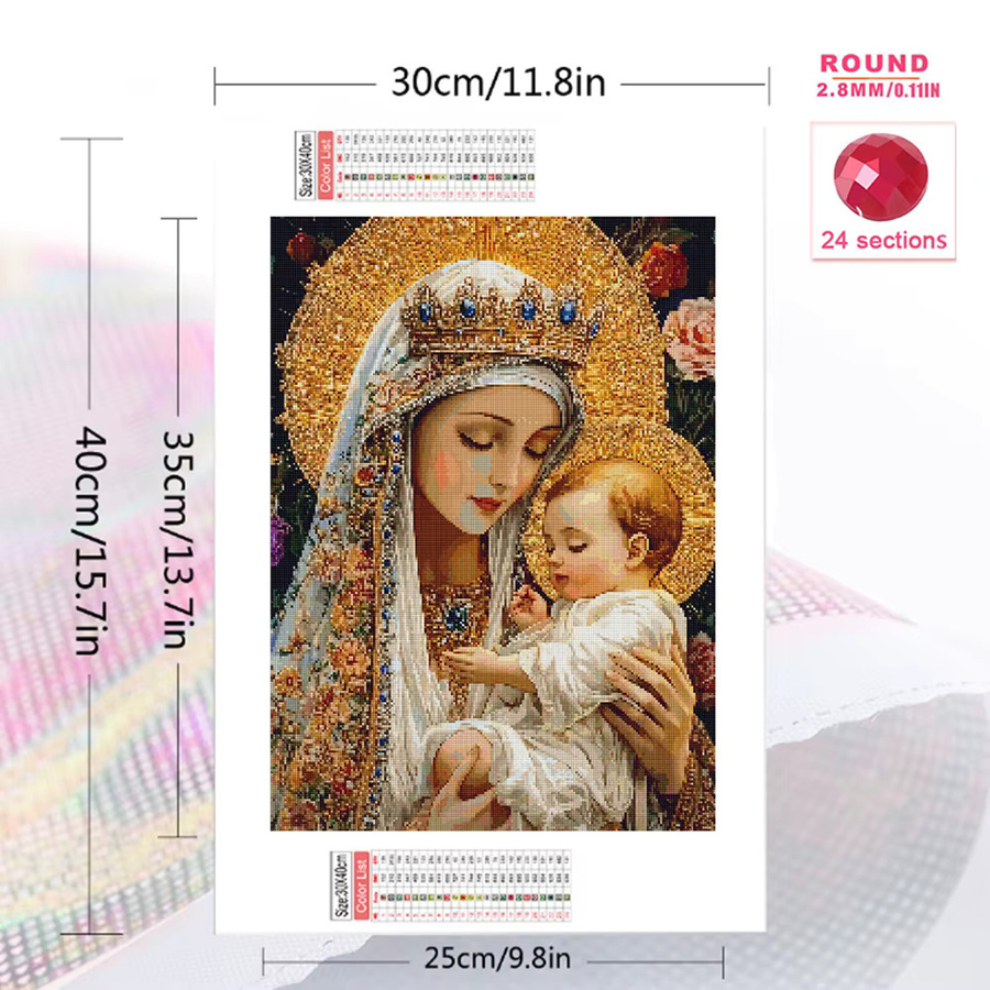 EverShine DIY Diamant-Mosaik Jungfrau Maria mit Rosen-Dekor, Strass-Gemälde in Multicolour, B/H: 30 x 30 cm - Bild 2