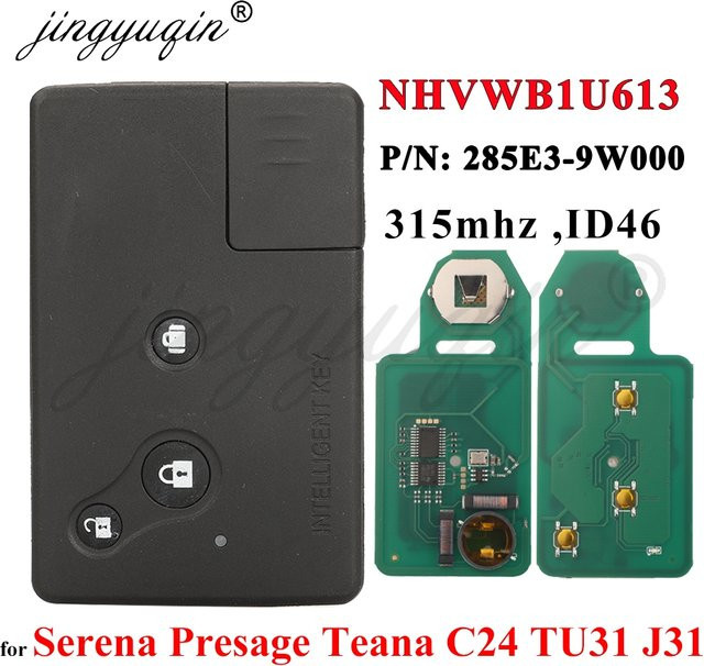 Jingyuqin Auto-Fernbedienungsschlüssel für Nissan Serena Presage Teana C24 TU31 J31 NHVWB1U613 285E3-9W000 ID46 315 MHz in Schwarz - Bild 1