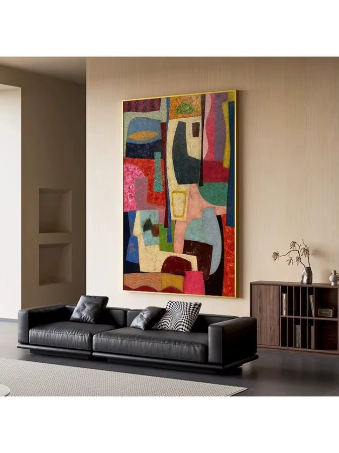 Potdemiel Abstrakte Leinwandmalerei in Mehrfarbig mit geometrischem Design für Wohnzimmer und Schlafzimmer - Bild 4