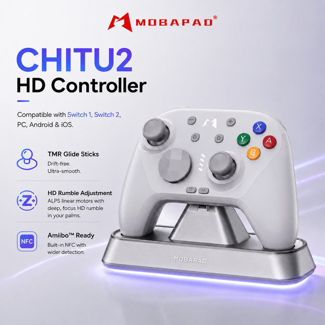 MOBAPAD CHITU 2 Kabelloser Bluetooth-Gamepad mit TMR-Joystick und HD-Rumble Mechanischer Controller für Nintendo Switch, PC, Android und iOS in Schwarz oder Weiß - Bild 1