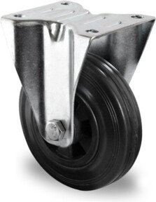CASCOO Bockrolle Serie P4S4 mit Rollenlager aus Stahl und Kunststoff, Durchmesser: 200 mm, verzinkt, Farbe: Silber/Schwarz - Bild 1