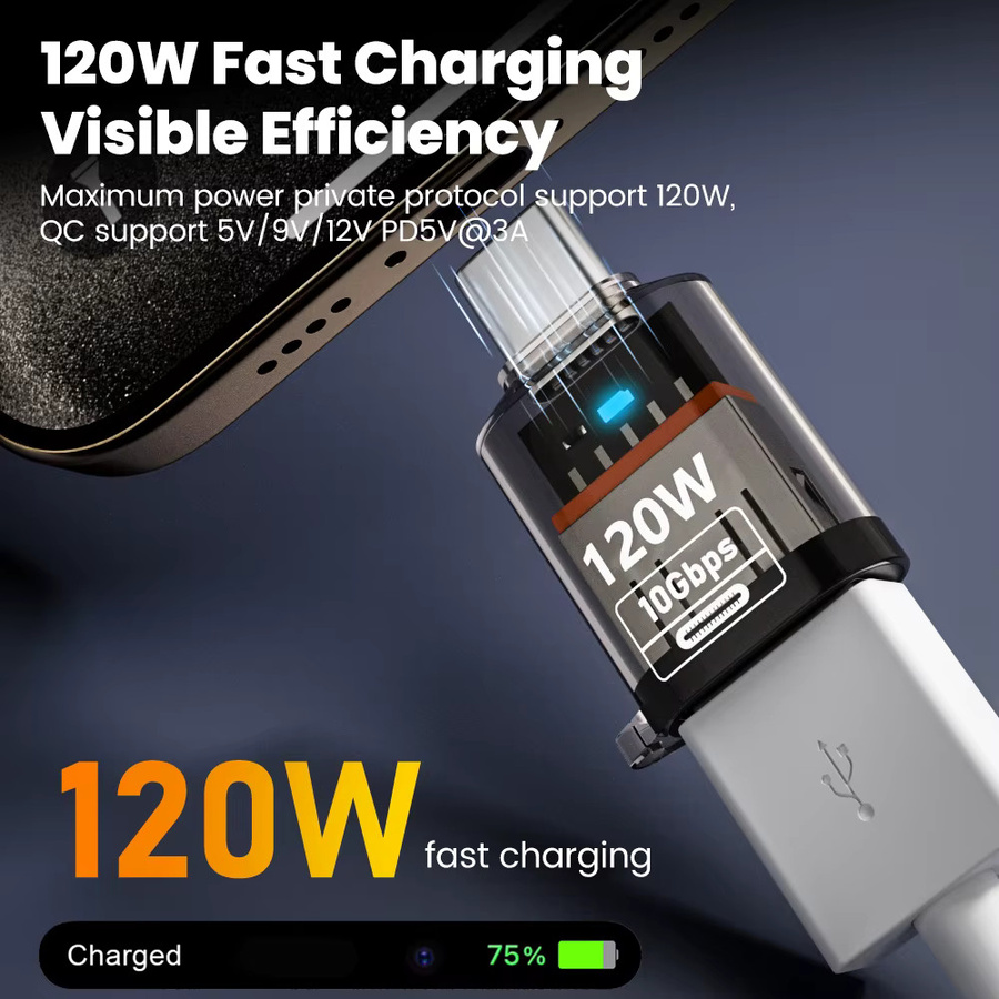 NNBILI USB 3.2 zu Typ-C Adapter mit 120 W Schnellladefunktion und 10 Gbps Hochgeschwindigkeits-Datenübertragung, OTG Konverter in Weiß - Bild 2