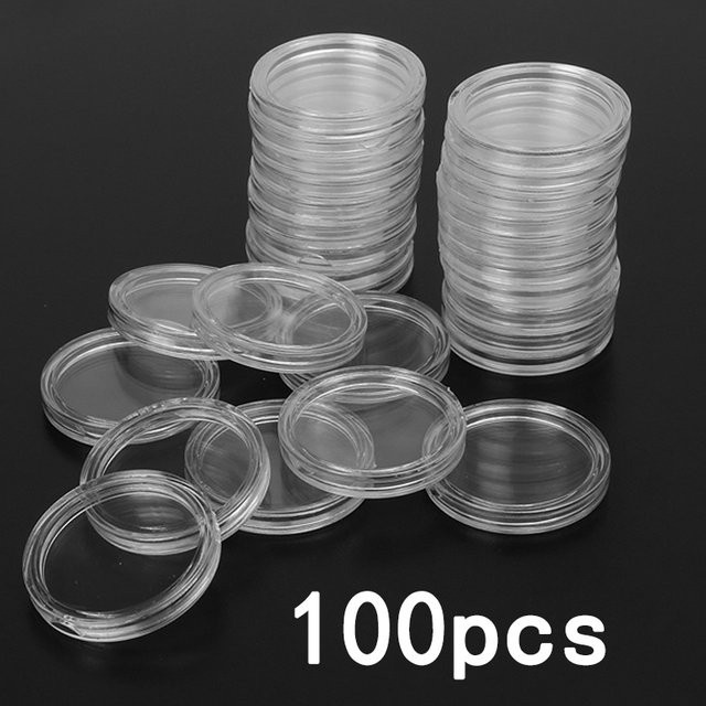 Vibratite 100 Stück Runde Münzhalter aus Kunststoff in Transparent, Durchmesser: 26 mm - Bild 1