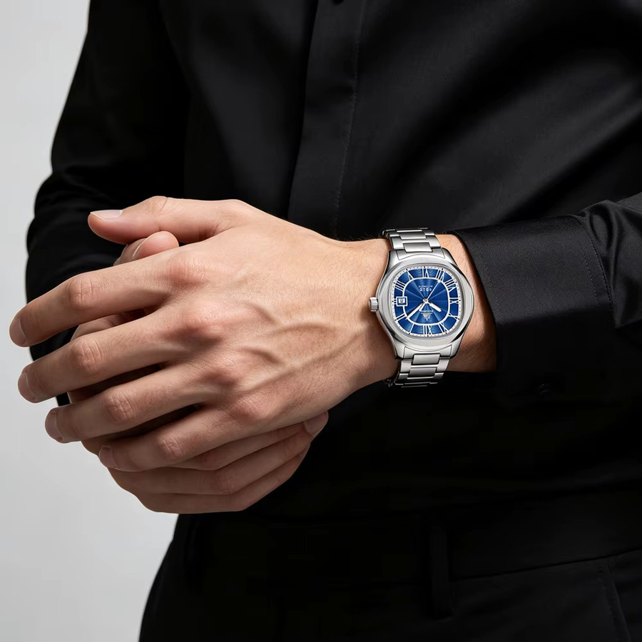 Shanghai Watch Armbanduhr Automatik, Edelstahl, 40 mm, Herren, Blau - Bild 3