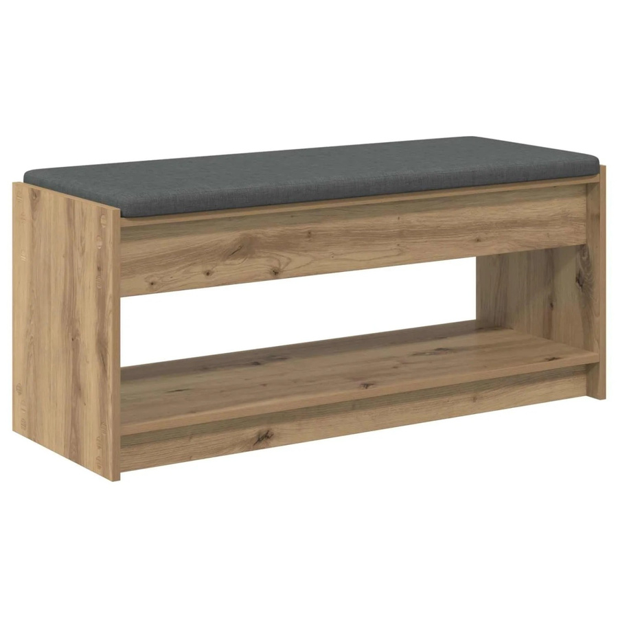 vidaXL Flurbank mit Kissen und Schuhregal in Artisan-Eiche, B/T/H: 103 x 38 x 45 cm - Bild 2