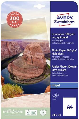 Avery Zweckform Premium Inkjet Fotopapier Hochglänzend A4 300 g/m² 15 Blatt - Bild 1