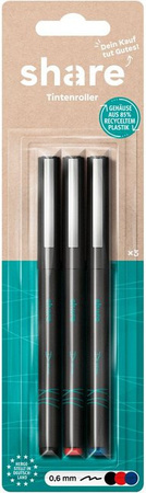 share Tintenroller 3er-Set Multicolor aus recyceltem Kunststoff
