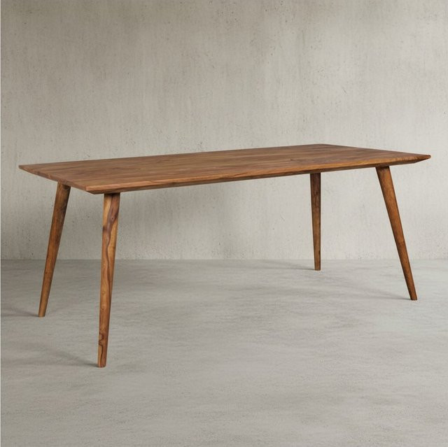 KADIMA DESIGN Massivholz Esstisch SAVIO aus Sheesham-Holz in Braun mit Maserungen, Retro Landhausstil, B/T/H: 180 x 80 x 76 cm - Bild 1