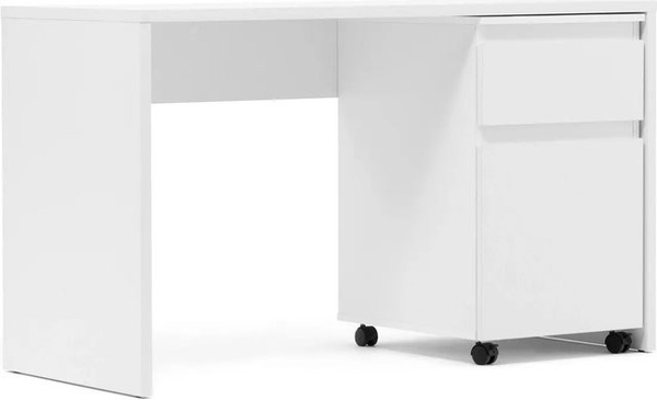Homestyle4u Schreibtisch mit Rollcontainer in Weiß, moderner Computertisch aus MDF Holz, B/T/H: 120 x 60 x 75 cm