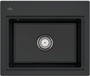 Villeroy & Boch Spüle Subway Style 60S in Pure Black mit Ablaufgarnitur, Armatur und Gitter - Bild 1