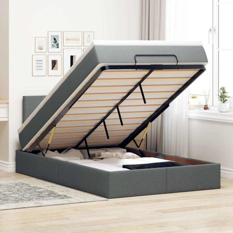 vidaxl Polsterbett Ottomane mit Matratze und LED in Grau und Anthrazit B/T/H: 120 x 200 x 88 cm - Bild 1