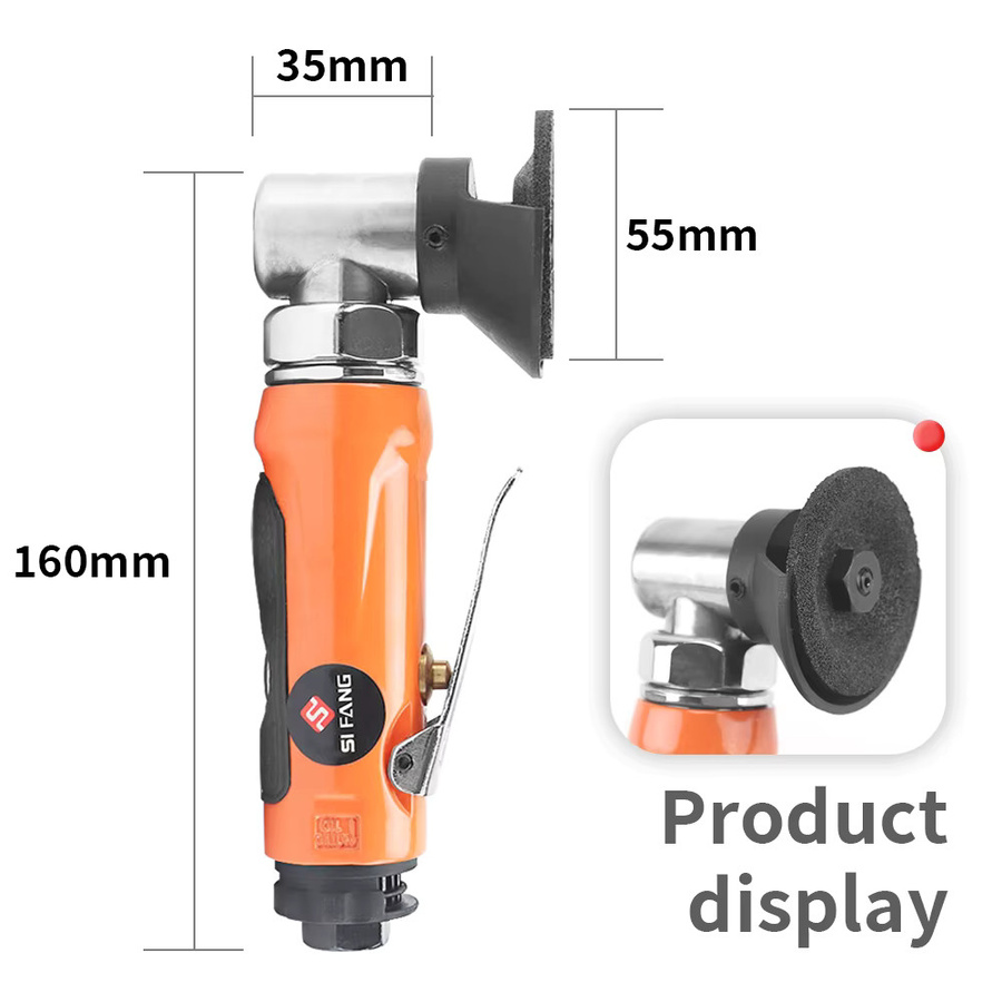 NuoDunco Pneumatischer Mini-Winkelschleifer in Orange mit Harz-Schleifscheibe zum Schleifen von Metall und Holz, Durchmesser: 5,08 cm - Bild 3