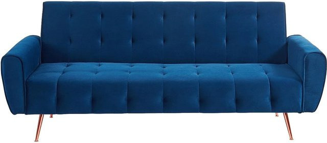 Vente-unique Schlafsofa Polani in Königsblau mit Samtbezug und Schlaffunktion, Breite: 209 cm - Bild 1