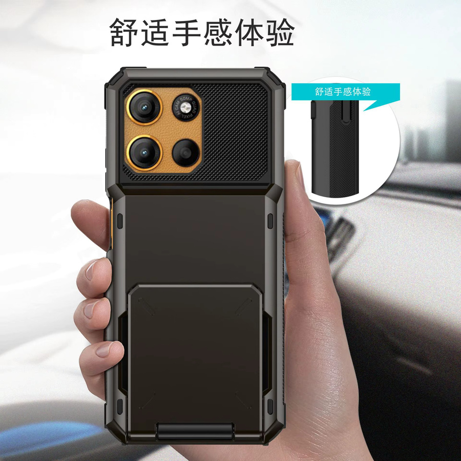 Schutzhülle im Brieftaschen-Design für LG Stylo 6 5 4 sowie LG K40 K51 in Schwarz mit verstecktem Kartenfach und Anti-Drop-Funktion - Bild 5