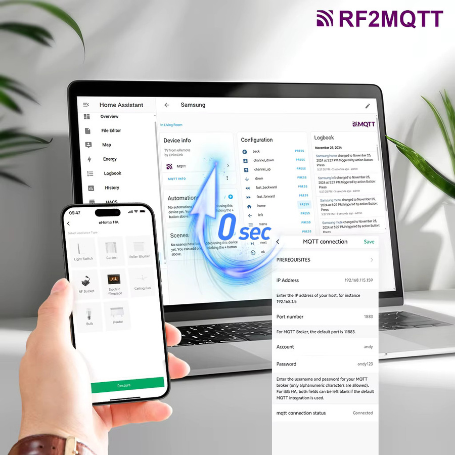 LinknLink eHome Wi-Fi Smart RF Universal-Fernbedienung in Weiß für Licht, Deckenventilator und Rollladen, kompatibel mit Amazon Alexa und Google Assistant - Bild 3