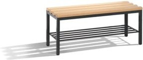C+P Umkleidebank Basic mit Schuhrost aus Buche und Stahlrohr, Farbe Schwarzgrau, H x B x T: 42,0 x 100,0 x 35,3 cm - Bild 1