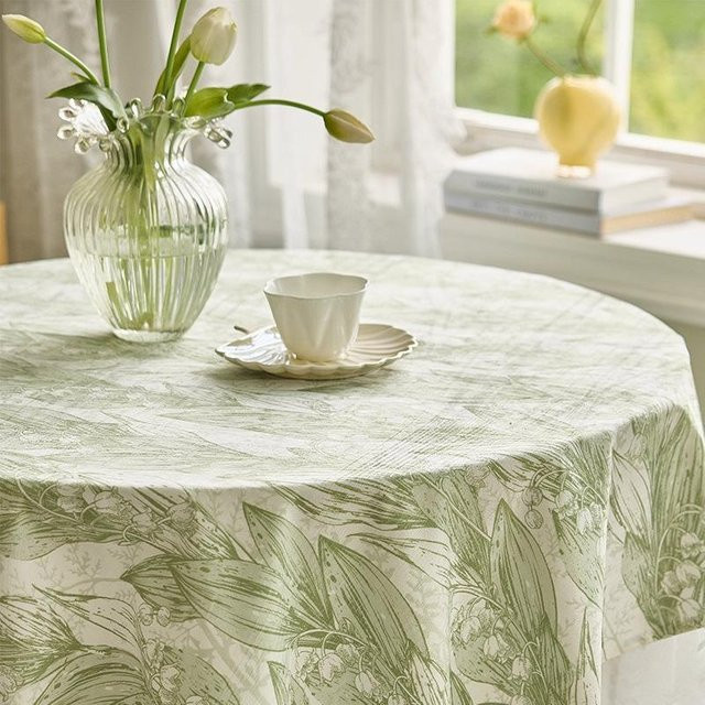 Runde Tischdecke von JMG Household Supplies in Grün mit floralem Design im Landhausstil, Durchmesser: 120 cm - Bild 1