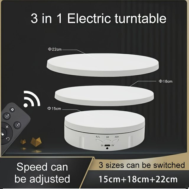Motorisierter elektrischer Fotografie-Drehteller mit Fernbedienung für Fotos und Videos in Weiß - Bild 1