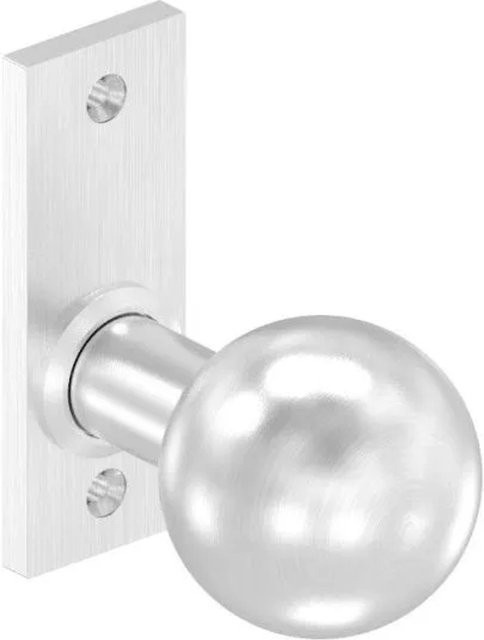 FeNau Türknopf aus Edelstahl V2A in Silber, geschliffen, mit Kurzschild, Durchmesser: 50 mm - Bild 1
