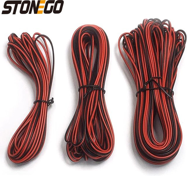 STONEGO 2-poliges LED-Streifen-Verlängerungskabel in Rot und Schwarz, 22 AWG, für 3528/5050 einfarbige LED-Streifen - Bild 1