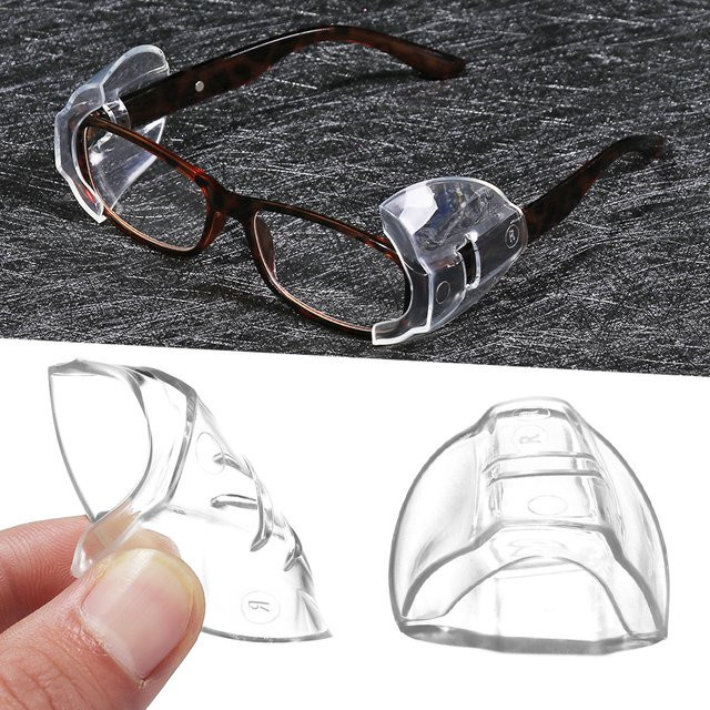 2 Stück Universal Seitenschutz für Schutzbrillen, transparent, winddicht und flexibel als Slip-On Lösung - Bild 1