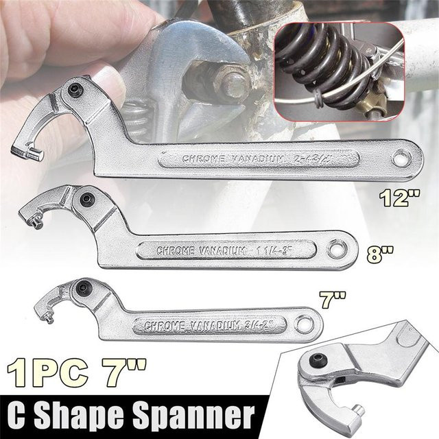 Einstellbarer Hakenschlüssel C-Klemmschlüssel aus Chrom-Vanadium von feiyanautoparts für Motorradaufhängungen, 19-51mm, Farbe: Weiß/Silber - Bild 1