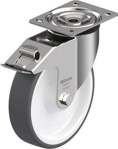 Blickle Lenkrolle LX-POTH 200XR-FI mit Feststeller aus Edelstahl in Grau und Weiß, Rad-Durchmesser: 20 cm, Tragfähigkeit: 400 kg - Bild 1