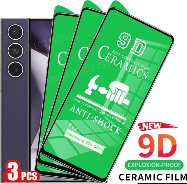 3er-Set Keramik-Displayschutzfolie für Samsung Galaxy S24 S25 S23 S22 S21 S20 Plus Ultra und S21 FE, transparent, weiche Schutzfolie ohne Glas - Bild 1