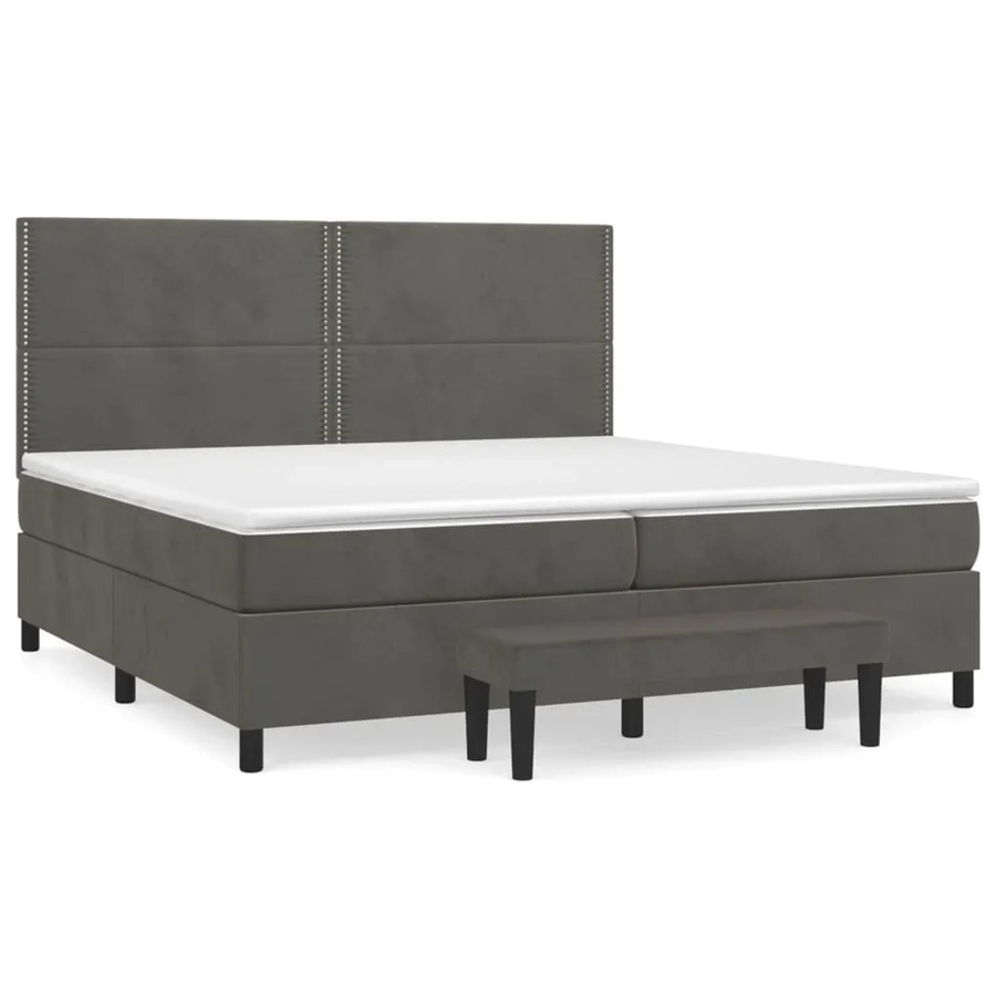 vidaXL Boxspringbett mit Matratze Dunkelgrau Samt B/T: 200 x 200 cm - Bild 2
