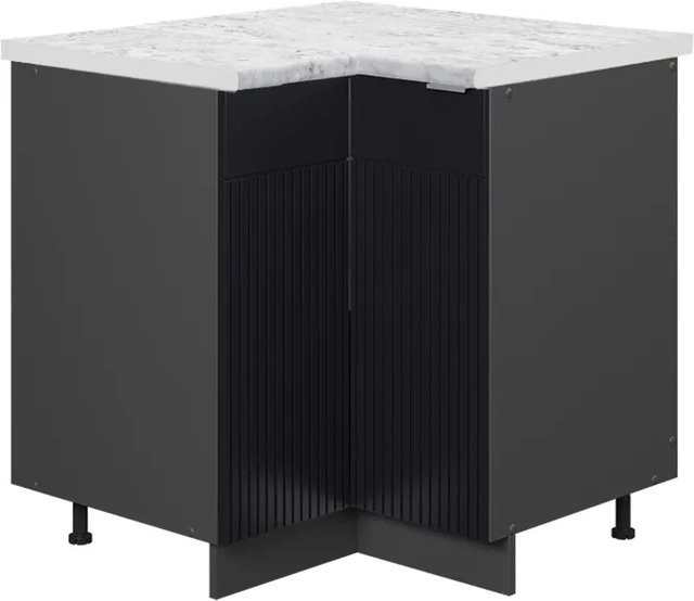 Vicco Eckschrank Fame-Line Küchen Eckschrank Schwarz Gestreift mit Marmor-Optik, B/T/H: 81 x 47,35 x 80,5 cm - Bild 1