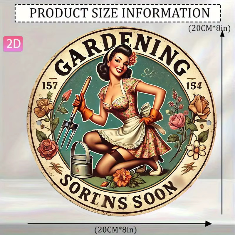 Potdemiel Garden Retro-Wanddekoration aus Metall mit floralem Design, Rund, Mehrfarbig, Durchmesser: 20 cm - Bild 2