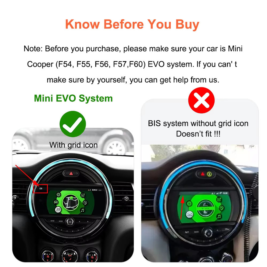 Bonroad OEM Bildschirm-Upgrade-Modul für BMW EVO System, Carplay und Android Auto Nachrüstsatz für Mini Cooper F54 F55 F56 F57 F60, Schwarz - Bild 3