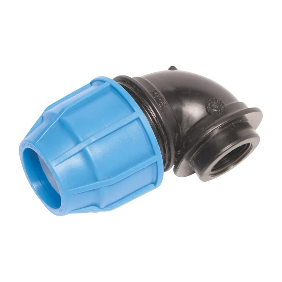 LUX-TOOLS 90-Grad-Winkel für PE-Rohre Ø 32 mm x 24,1 mm (3/4 Zoll) in Blau - Bild 2