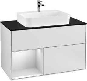 V&B Finion Waschtischunterschrank mit Regalfach links, Weiß lackiert, Breite: 100 cm - Bild 1