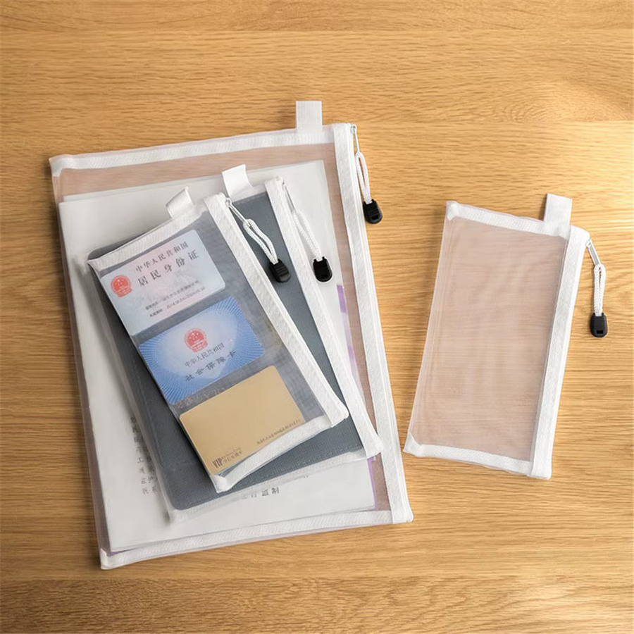 9er Set transparente Mesh Dokumentenmappen mit Reißverschluss für A4, Schule und Büro - Bild 3