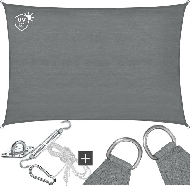 tectake Sonnensegel aus HDPE in Grau, B/B: 300 x 400 cm - Bild 1