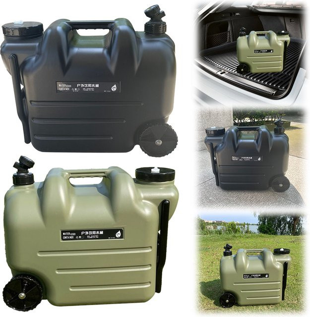Tragbare Outdoor Wasseraufbewahrungsbox mit Wasserhahn und Rollen, 28 l - Bild 1