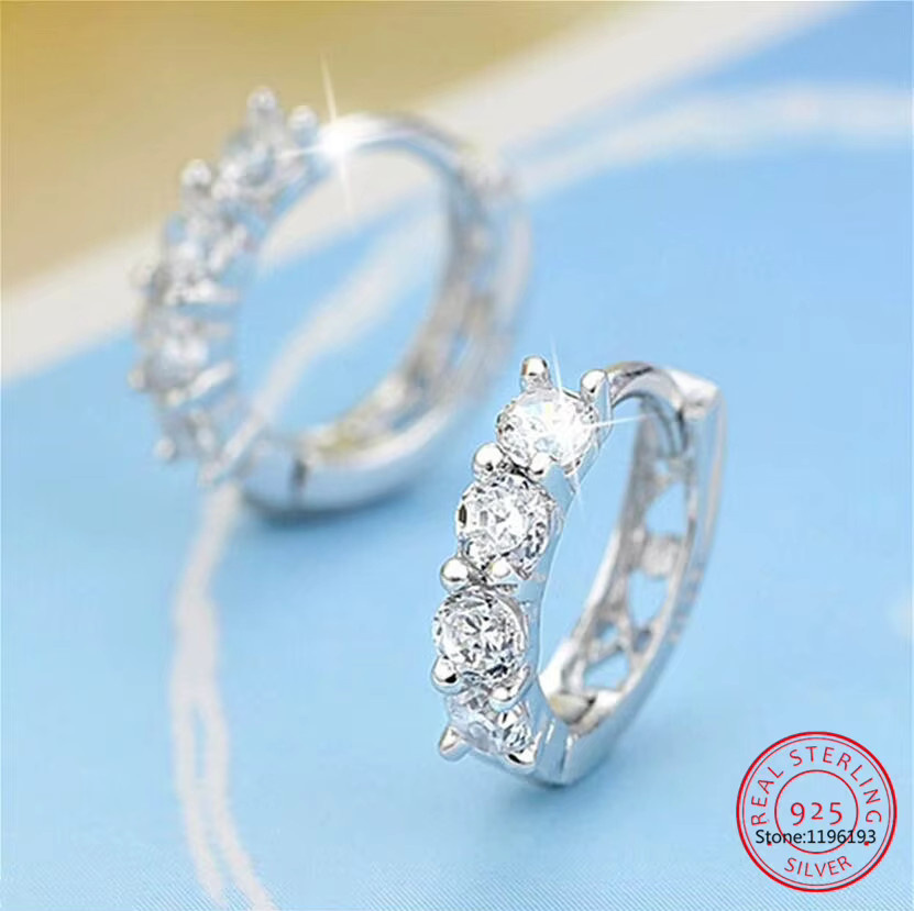 Creolen 925 Silber, Moissanite, Damen - Bild 2