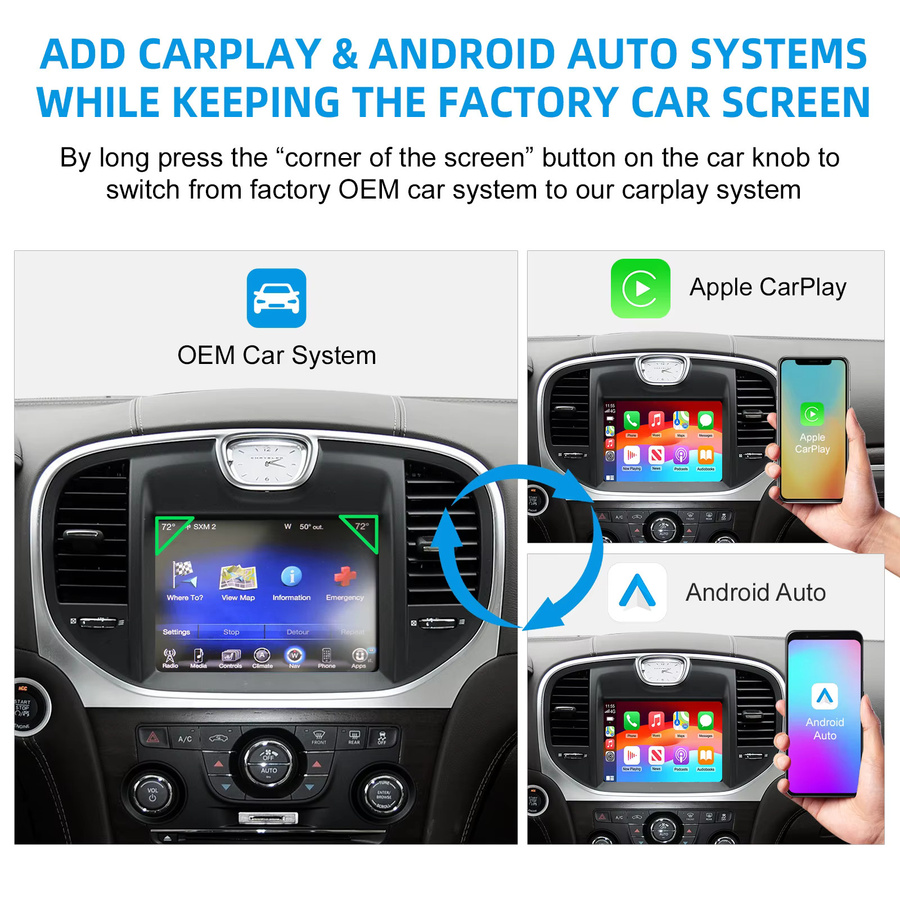 Ezonetronics Wireless CarPlay und Android Auto Nachrüstsatz Decoderbox für Chrysler 300-Serie 2011–2016 in Schwarz mit Wi-Fi und Bluetooth - Bild 3