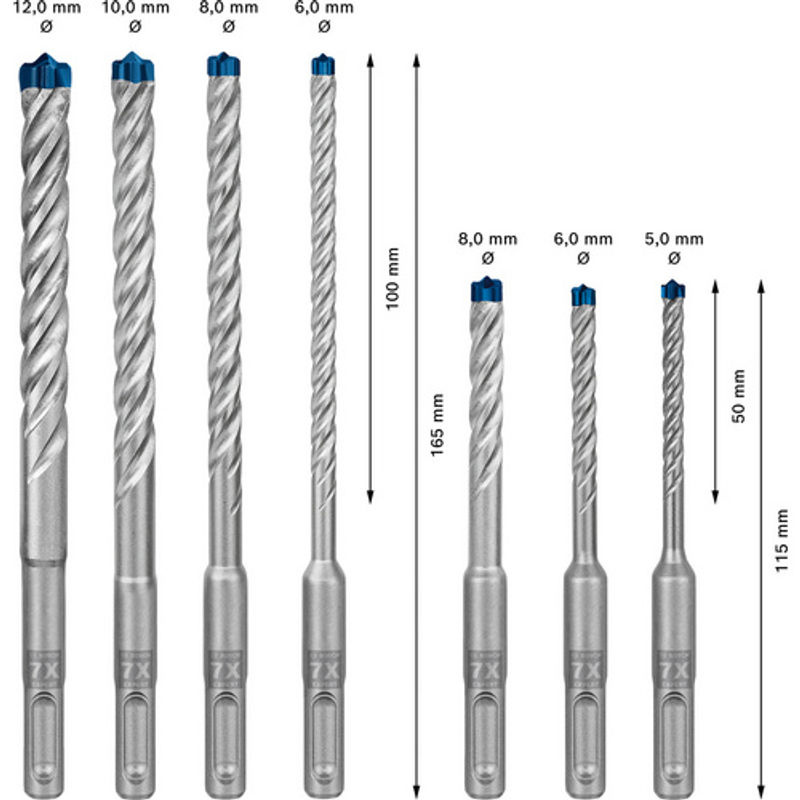 Bosch Professional EXPERT SDS-plus-7X Hammerbohrer-Set, 7-teilig, blau - Bild 5