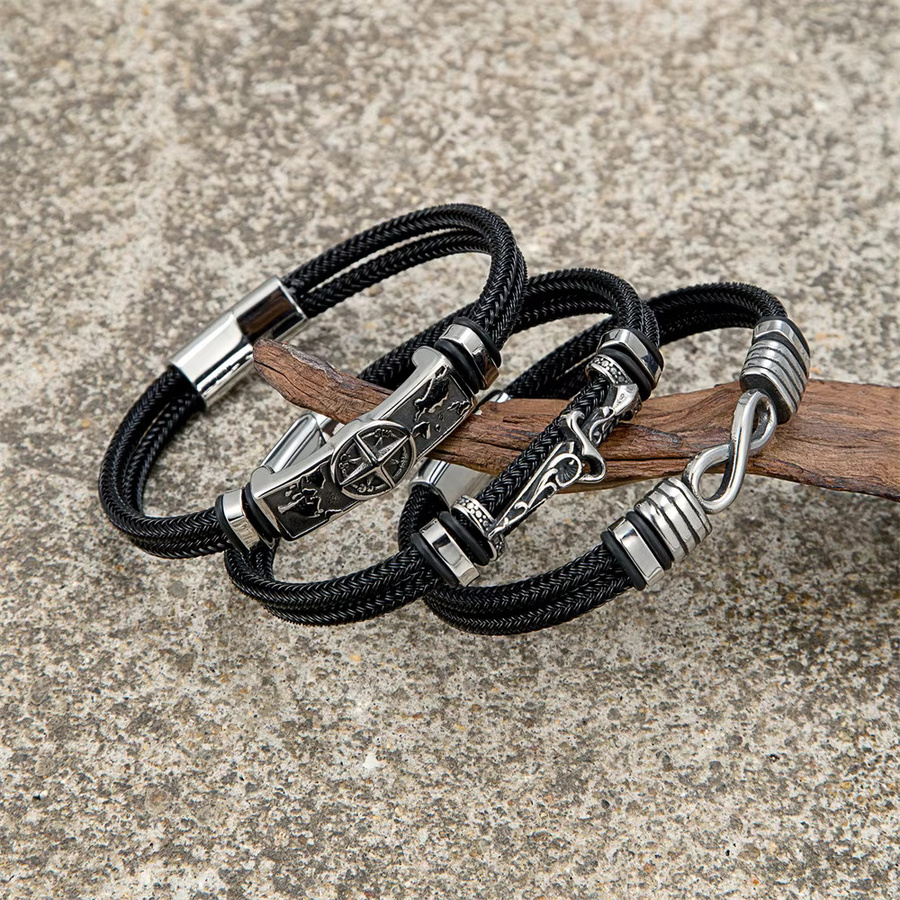 Armband Edelstahl, Silber, Herren, Wikinger-Amulett - Bild 2