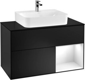 V&B Waschtischunterschrank Finion 100 in Weiß und Schwarz lackiert, Breite: 100 cm, Tiefe: 50,1 cm, Höhe: 50,1 cm - Bild 1
