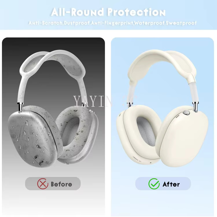 4-in-1 Silikon Schutzhülle für Apple AirPods Max 1 und 2 inklusive Ohrpolster-Schutz und Stirnband zur Antikollision und zum Schutz vor Berührungen - Bild 3