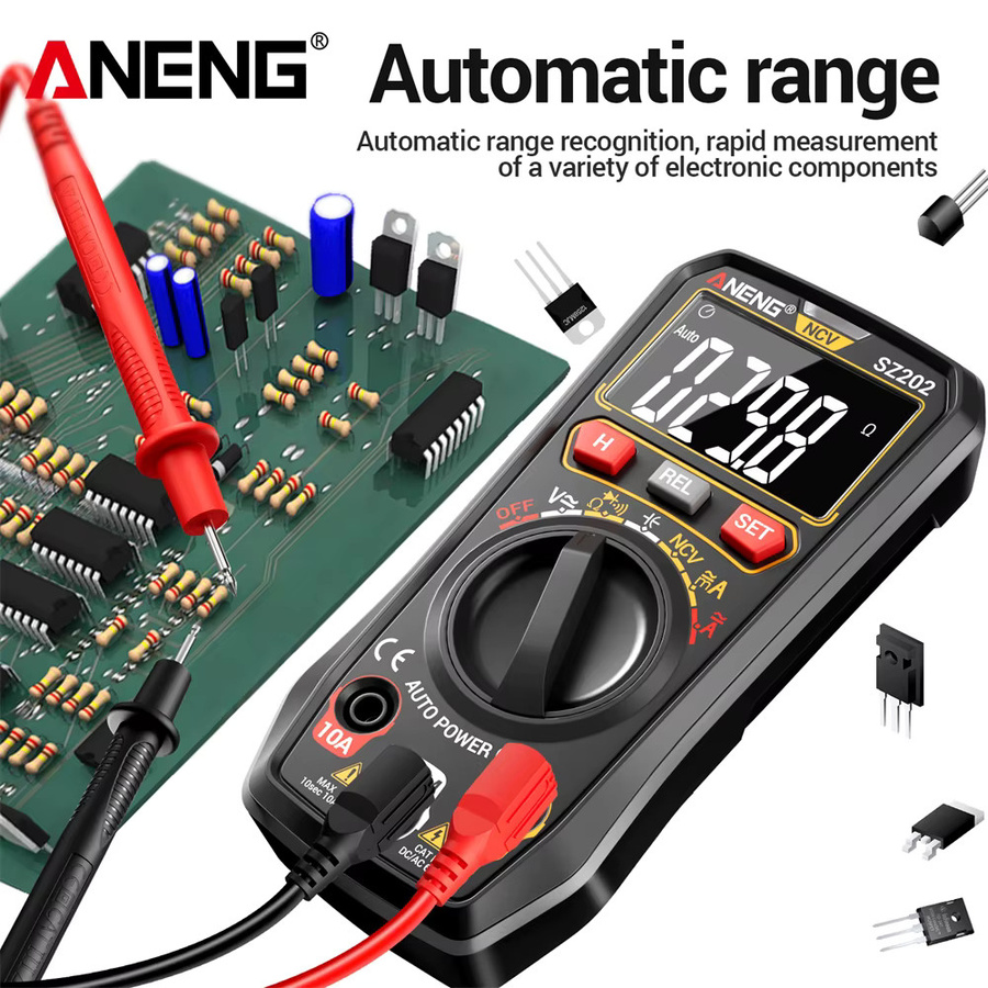 ANENG SZ202 Multimeter mit 4000 Zählungen, Kondensatortester 4mF, HD-Display, 600V und 10A Messstrom, NCV Testwerkzeug für Elektriker und DIY-Reparaturen - Bild 3