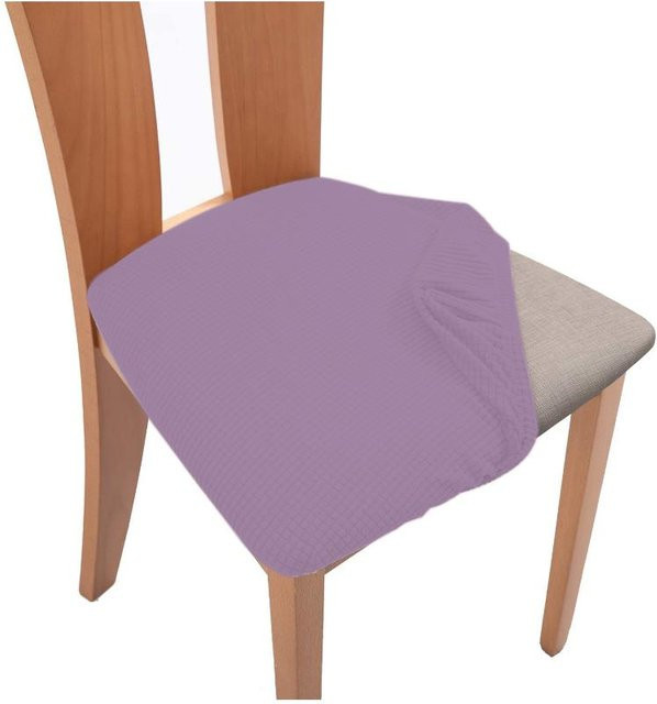 Wentao Spandex-Jacquard-Sitzbezüge für Esszimmerstühle, elastische und waschbare Kissenbezüge, Violett - Bild 1