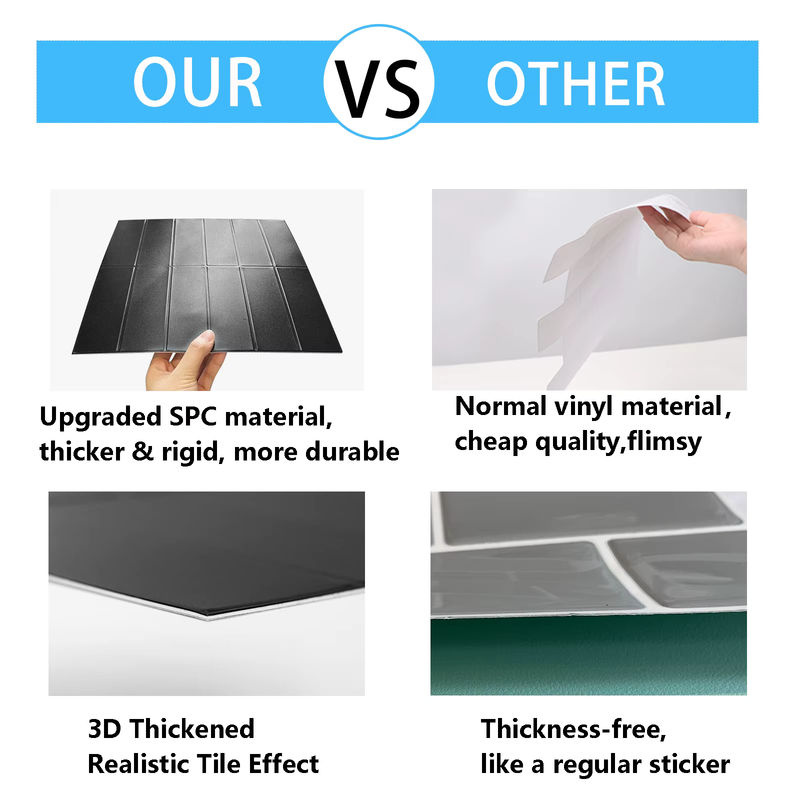 Vividtiles Selbstklebende Wandfliesen aus Vinyl, 10 Stück, Wasserdichte Vinyl-Tapete für Küche und Badezimmer - Bild 5