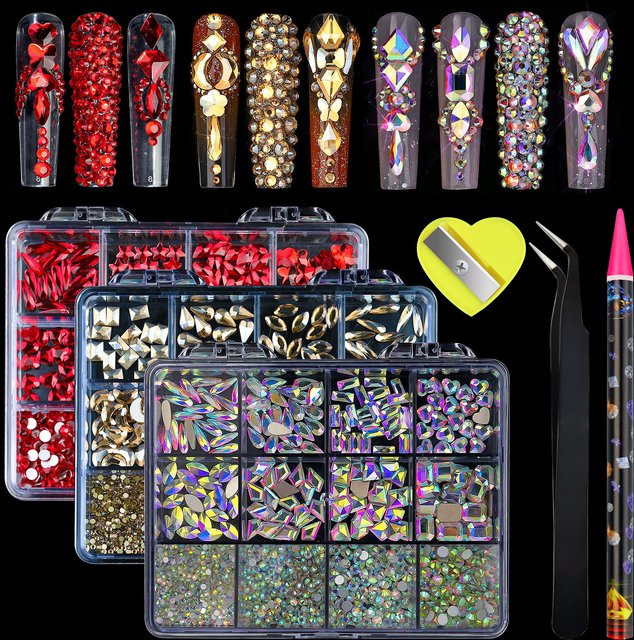 AB Rhinestones Nagel Schmuck Charms, Herz Kristall, Glänzend - Bild 1
