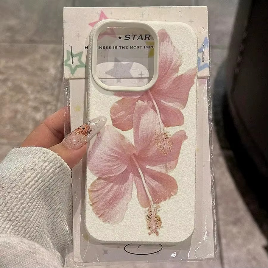 XCEOENM Handyhülle mit Rosa Hibiskus Design für iPhone 15, sturzsichere Schutzhülle in Pink - Bild 1